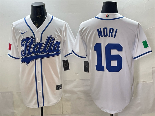 Men's Italy Baseball #16 Dante Nori White 2026 World Baseball Classic Home Stadium Stitched Jersey Men's Italy Baseball #16 Dante Nori White 2026 World Baseball Classic Home Stadium Stitched Jersey